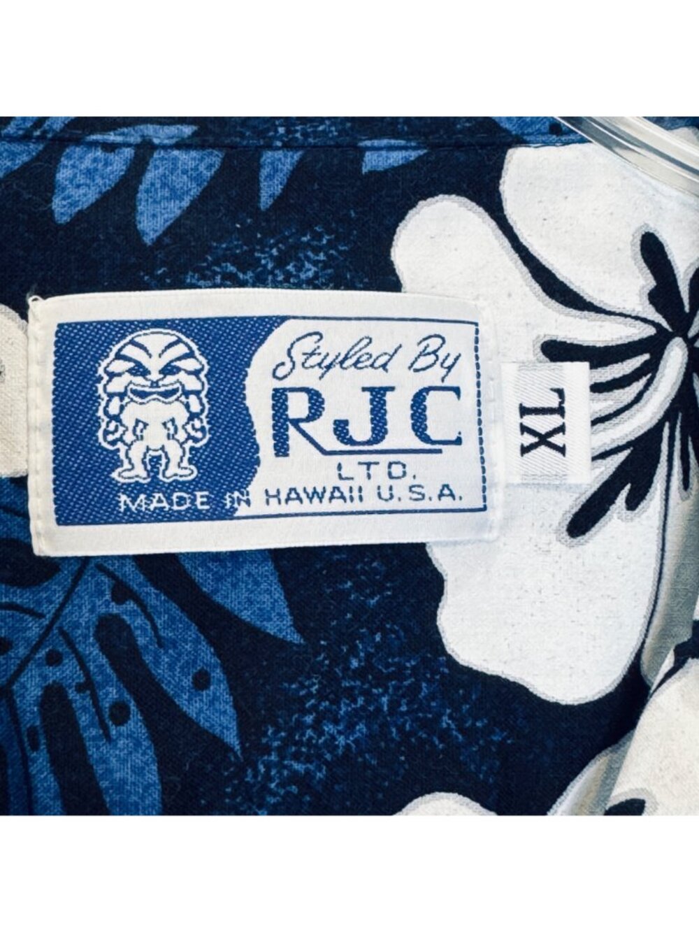RJC Men's Aloha Shirt Size XL Blue Floral Hibiscus Tropical Beach Hawaii USA EUC - Picture 4 of 10